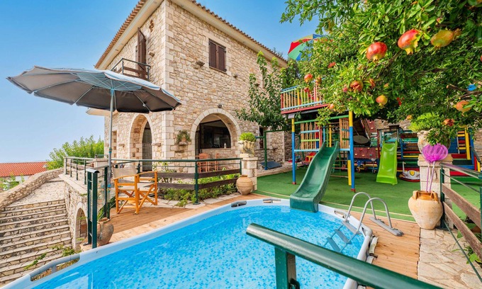 Lepreo House | Mountain Oasis - Pool & Playground near Neda Falls