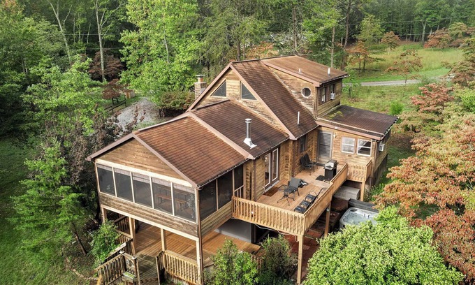 Great Cacapon Cabin | Mountain Retreat w/HotTub, Spacious Deck & FirePit