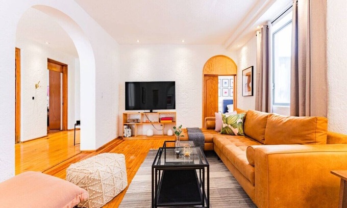 Roma Norte Condo | Mustard & Pink City Pad, Walk to Medellin Market