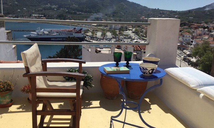 Skopelos House | NEFELI Beautiful vacation home on the Mama Mia island of Skopelos, roof terrace sea view