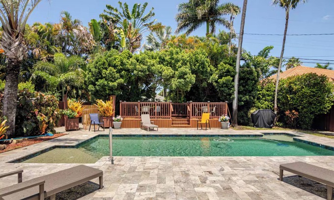 Poinsettia Heights House | NEW 3BR home with heated pool and tropical garden