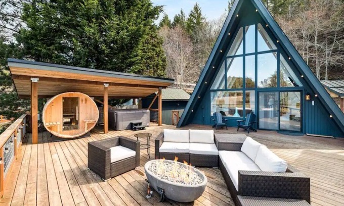 Matlock House | NEW! A Frame Over Water - Sauna, Hot Tub, Views