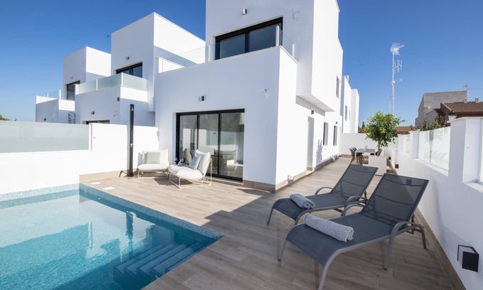 Los Imbernones House | New beautiful funky house with private pool and roof terrace - accommodates 2 families