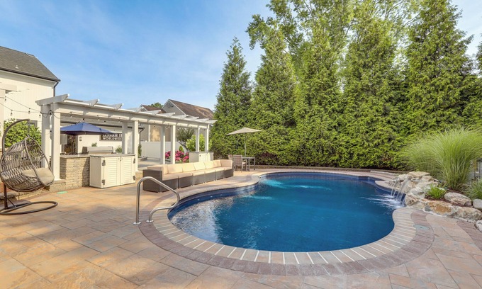 Brick House | New Jersey Home w/Private Office & Backyard Oasis