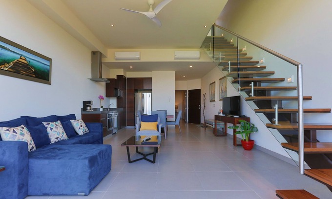 Nuevo Vallarta Condo | NEW Luxury Loft 1 bedroom with private roof garden and Side view of the marina