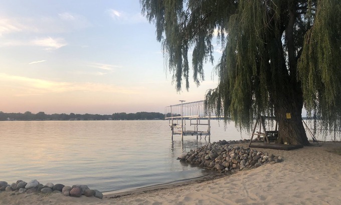 Shelbyville House | New Modern, Lake Front House - Gun Lake. Sandy beach property!