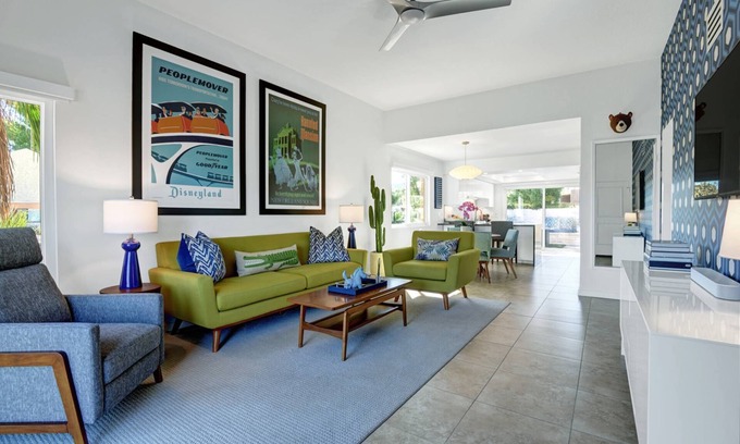 Palm Springs Condo | New Vibrant Blue Bungalow