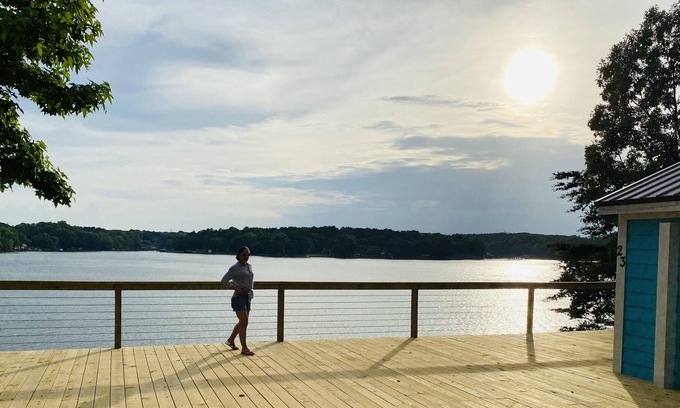 Steele Creek Cabin | New Waterfront Cabin on the Large Sundeck #24 by RedAwning