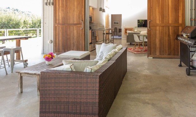 Dugspur House | Newly Renovated Former Cider House with outdoor covered patio and gas grill.
