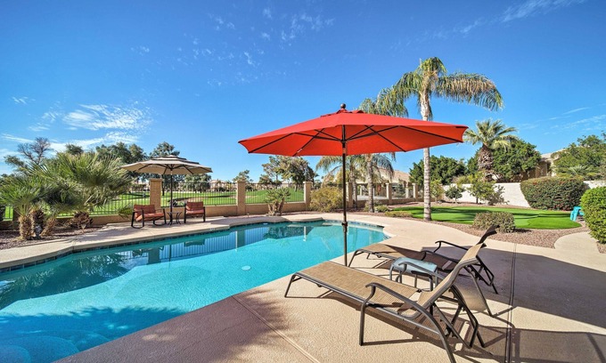 Island at Ocotillo House | Newly Renovated Home on Fairway with Pool & Putting Green. Trendy Area.