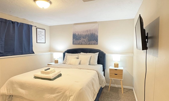 West Valley City House | No Frills 2-bedroom Stay in Suburban West Valley City w WiFi, AC, Private Entry