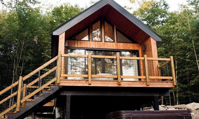 South Pond Shores Cabin | Nordic House - Glamping Cabin w Hot Tub, Sauna, Cold Plunge + Waterfront w Dock