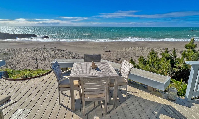Bodega Bay House | Ocean Fall - Ocean front, private courtyard, deck with hot tub, amazing views