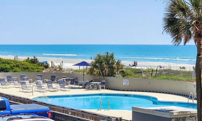 Arcadian Shores Condo | Ocean view condo, steps to the beach and super close to resort amenities!