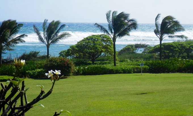 Lihue Condo | OCEAN VIEW FROM LANAI-ENJOY SOUND AND VIEW OF WAVES-STEPS TO BEACH-FREE PARKING