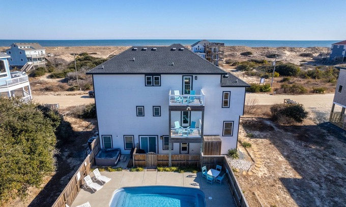 Carova Beach House | Ocean Views with Saltwater Pool + Spa 5BR Family Beach Retreat Carova 4x4