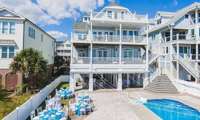 Ocean Isle Beach House | Oceanfront 10 bdrms private pool and tiki bar