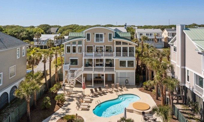 Charleston County House | Oceanfront Home, Pool, Direct Beach Access, Walk to Town, Pet Friendly w/fee- 808 Ocean
