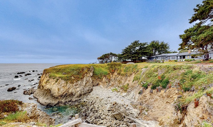Fort Bragg House | Oceanfront home steps to the beach with impressive ocean & cove views & deck