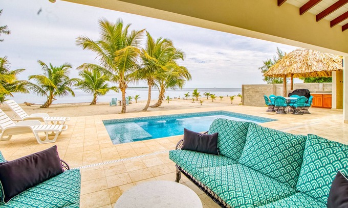 Placencia House | Oceanfront oasis on the beach with private pool, gazebo, grill, patio, and AC