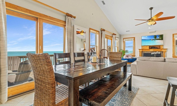 Rodanthe House | Oceanfront OBX Getaway with Hot Tub Game Room Epic Views backyard Beach!