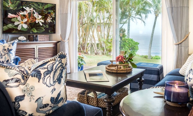 Princeville Condo | Oceanfront, Stunning Designer Masterpiece now Includes A/C