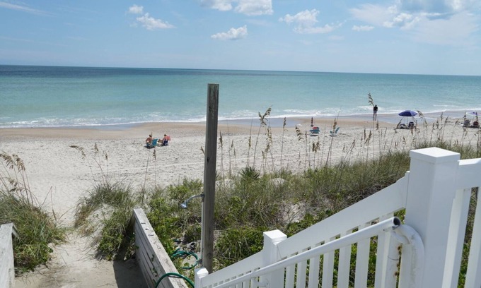 Pine Knoll Shores House | Oceanfront Townhome on semi private residential beach!