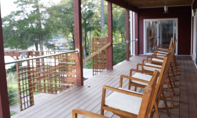 Orange House | Ojoy Cove Charming Waterfront Retreat 5 Bedroom Home by RedAwning