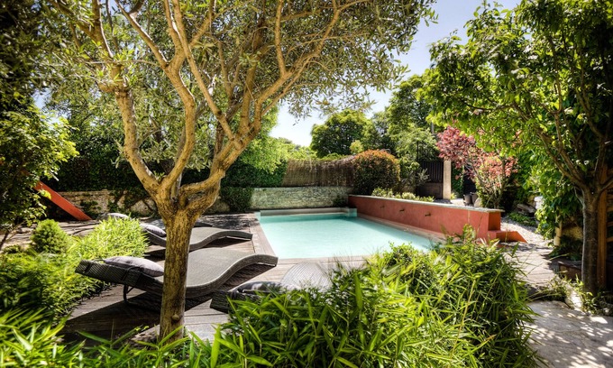Goult House | OLD BUILDING Pool, Garden and Terrace views towards GORDES and JOUCAS