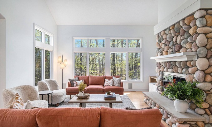 Traverse City House | Old Mission Peninsula private wooded estate, luxury home, 5 min walk to lake.