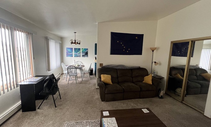 Russian Jack Park Condo | One bedroom top floor condo with Mountain View from bedroom