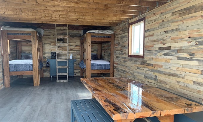 Marsland Cabin | Open room cabin with recreation adjacent to beautiful box butte reservoir