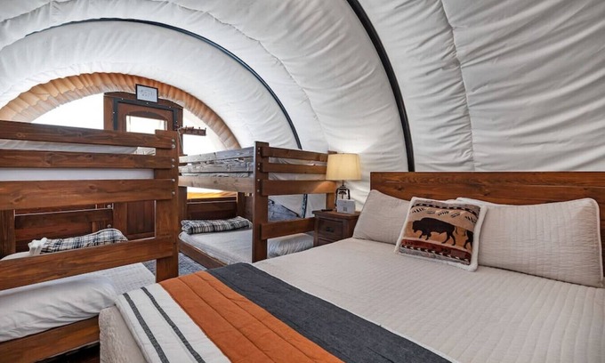 Virgin Cabin | Outdoor Family Fun Wagon w/1 Queen Bed, 2 bunk beds,
