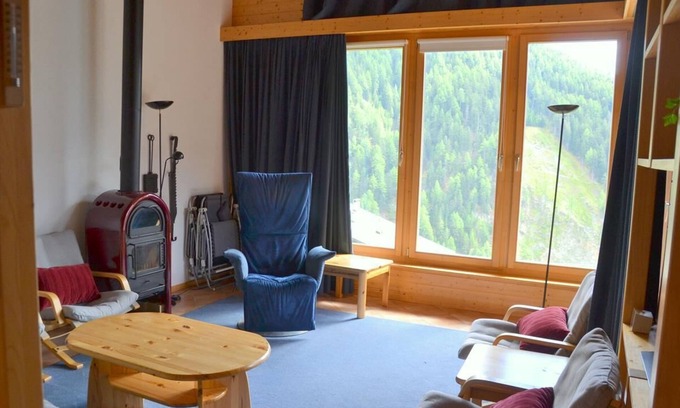 Saint-Luc Apartment | Outside : luxury modern apartment on top floor of a chalet, for 6-8 persons, balcony-terrace, beauti
