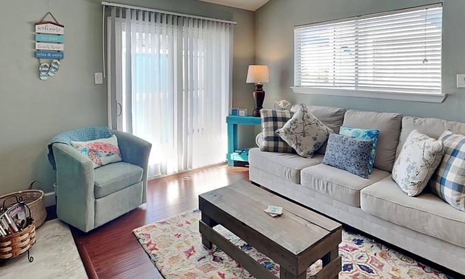 Galveston Condo | Palms at Cove View 212- Blissful Thinking | Cozy Condo w/Water Views