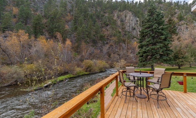 Rapid City House | Paradise by the Creeks edge, hot tub overlooking creek, bar area w/music BT