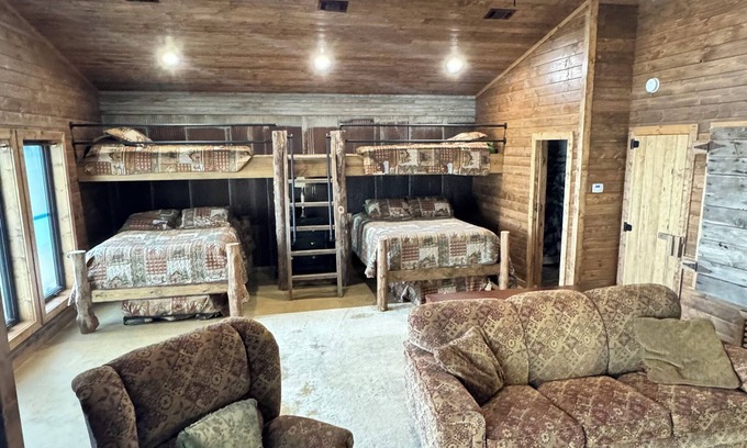 Centerville Cabin | Paradiso sunrise waterfront cabin sleeps 10 with large open room and AC, WiFi