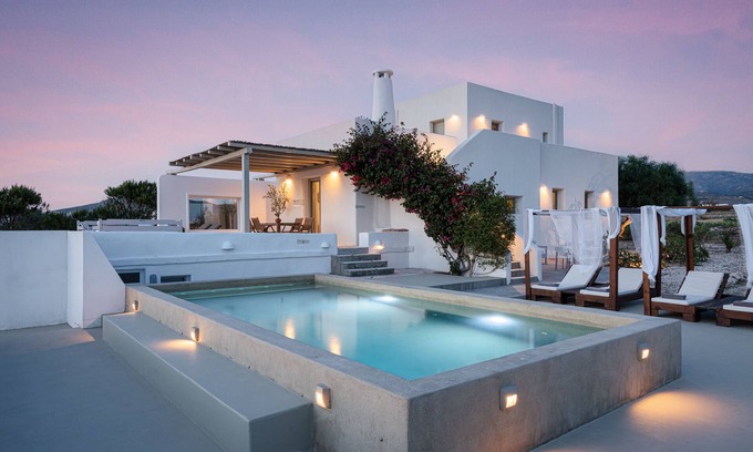 Parikia Villa | Paros House Villa - Elegant Comfort, Private Pool & Stunning Sea Sunset Views