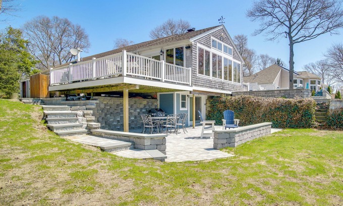 Mashpee Apartment | Patio + Pond View: Serene Cape Cod Escape