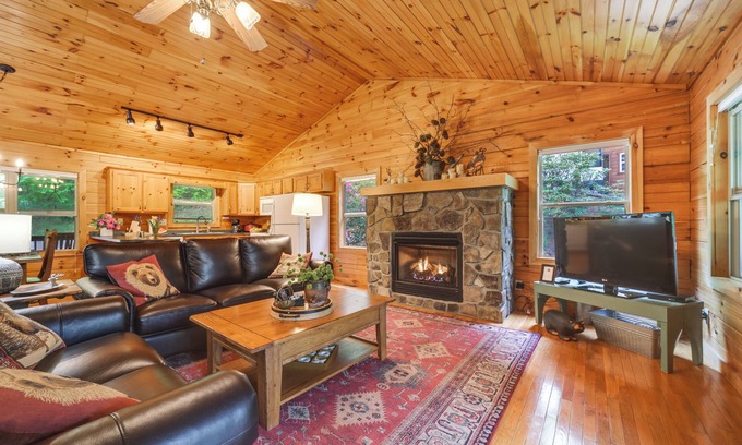 Waynesville Cabin | Peaceful Smoky Mountain Cabin w/Deck & Fire Pit!