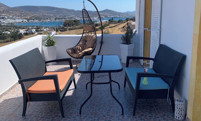 Krotiri Apartment | Penthouse studio overlooking Paroikia Bay!