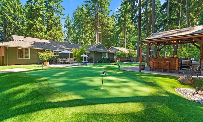 Lake Oswego House | Phenomenal Single Level Home Featuring Incredible Outdoor Golf Option w/Gazebo, Fire-Pit, and Patio