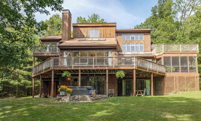 Phoenicia House | Phoenicia Retreat: Massive Private Entertaining Home with Fireplace & Pond