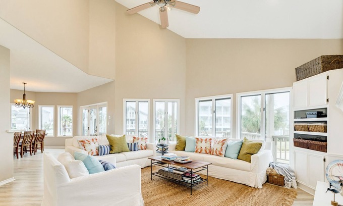 Pirates Beach West House | Pirivate Beachside Home w/ Gulf Views, Wrap-Around Deck, Bright & Airy Interior