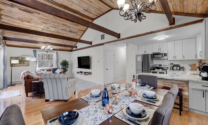 Cresco House | Pocono Mountains Luxury Retreat with king bed and Game Room in the woods.