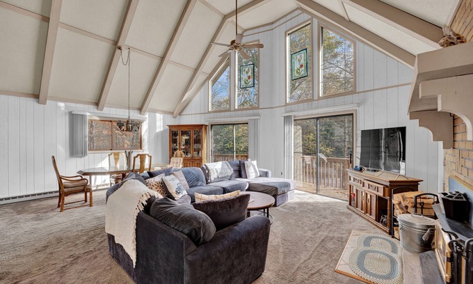 Paupackan Lake House | Pocono retreat with firepit, gameroom, expansive deck - dog friendly