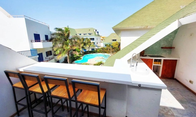 Santa Maria Apartment | Pool house with 2 balconies, next to the beach!