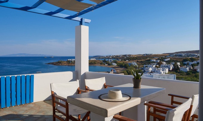 Piso Livadi House | Poseidon | 2 Bedroom Family Apartment with Sea View and Patio, Cleopatra Homes Paros