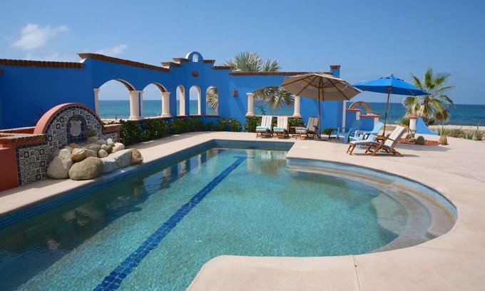 El Cardonal House | Private Beachfront House with Heated Pool in Quaint Coastal Town