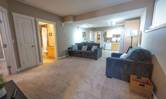 Grande Prairie Apartment | Private Cozy Suite | Full Kitchen | Smart TV | WIFI
